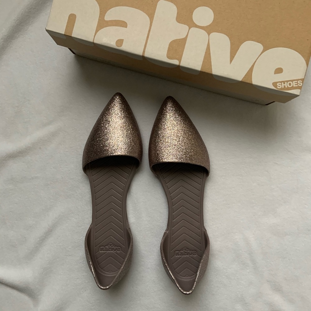 Native Audrey Flat in Metal Bling Size 9